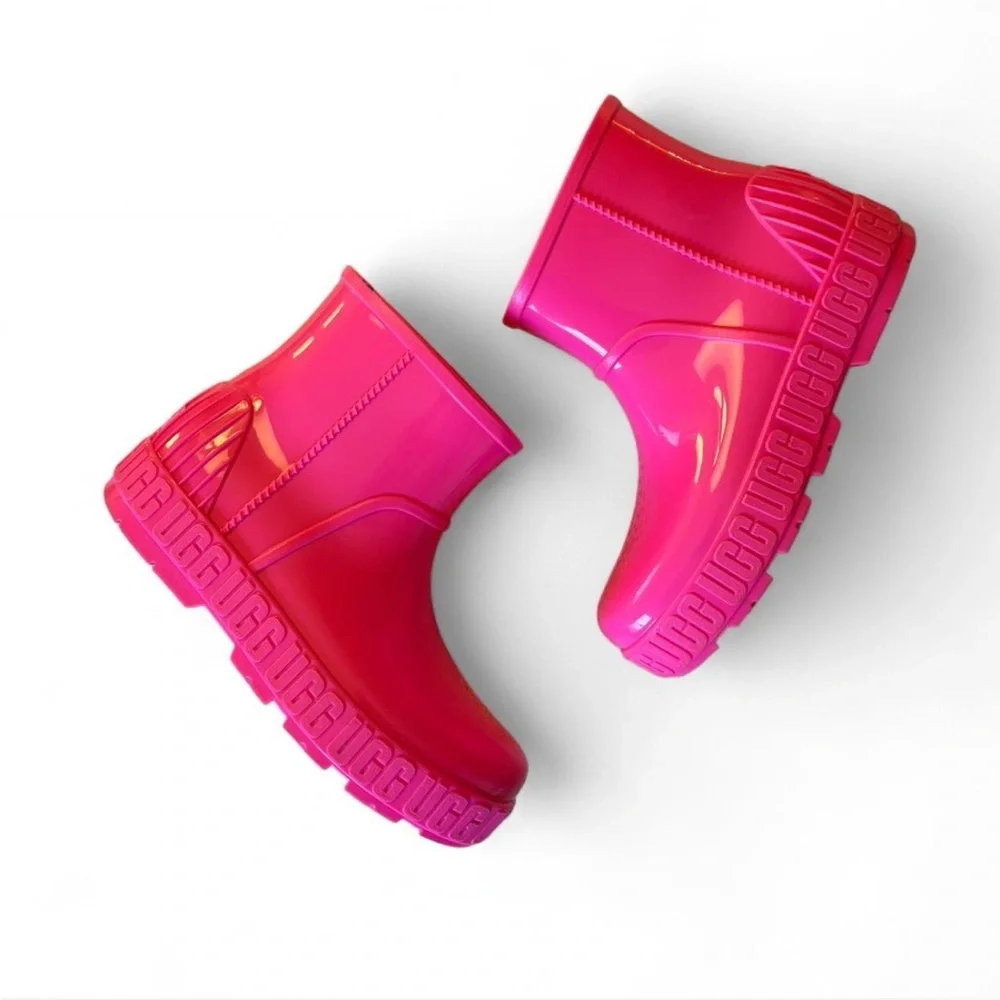 UGG Bright pink shearling ankle rain boots - Picture 3 of 7